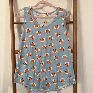 Blue Fox Print Tank Top
